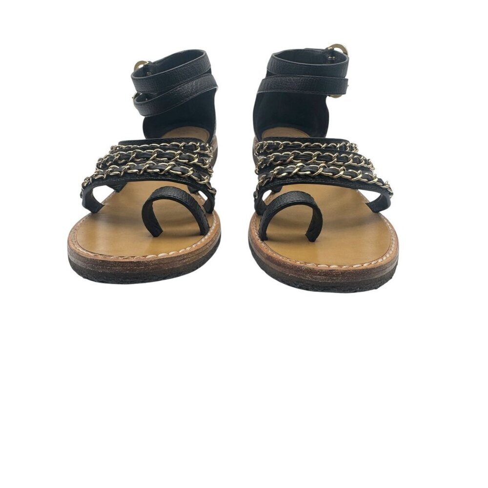 Chanel Sandals SS2016 Karl Lagerfeld  Black Chain Strap EU 37C - Picture 3 of 9